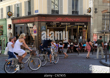 France, Paris, Le Progres Cafe in Rue des Trois Freres Stock Photo