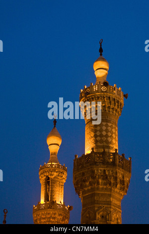 Egypt, Cairo, old town listed as World Heritage by UNESCO, El Azhar mosque minarets Stock Photo