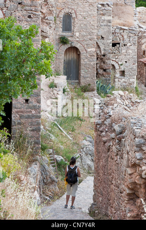 Greece, Chios Island, the Medieval village of Anavatos was deserted by its inhabitants during the ottoman atrocities in 1822 Stock Photo