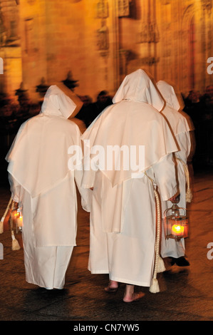 Spain: Nocturnal easter procession during the Semana Santa in Salamanca Stock Photo