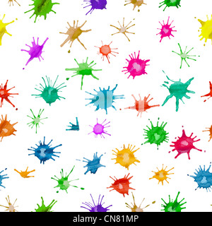 Multicolored blots on a white background - seamless texture Stock Photo