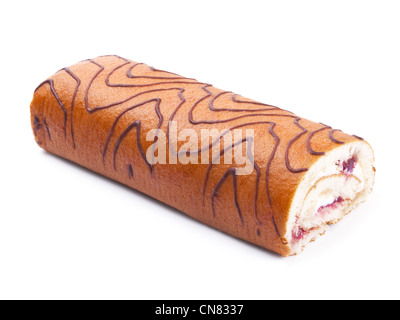 Swiss roll cake isolated on white background Stock Photo