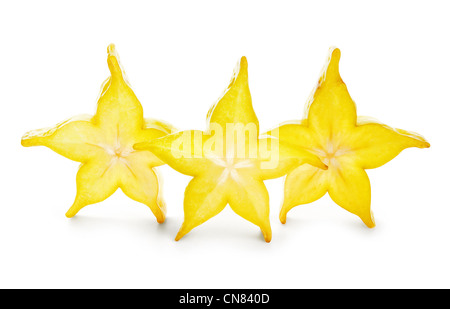 Carambola slices isolated on white background Stock Photo