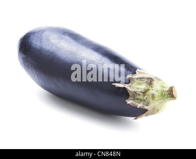 Single fresh eggplant isolated on white background Stock Photo