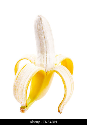 Peeled banana isolated on white Stock Photo