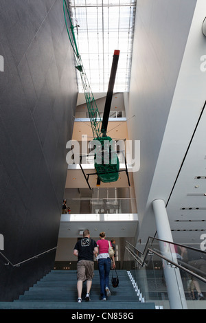 United States, New York City, Manhattan, Midtown, Museum of Modern Art (MOMA), Stairs under the Bell 47D1 helicopter Stock Photo