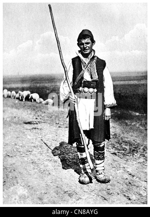 First published 1915 shepherd Macedonian Christian peasant Stock Photo