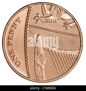 1p one penny pence over head coin copper Stock Photo
