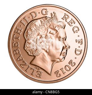 2p two pence coin head on heads obverse 2012 Stock Photo