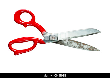 Open scissors isolated on white background. Stock Photo