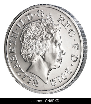 5p five pence coin side on obverse heads 2012 Stock Photo
