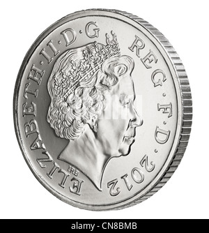 10p ten pence coin side on obverse heads 2012 Stock Photo