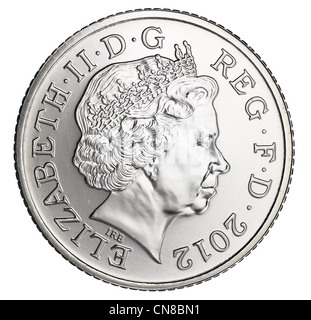 10p ten pence coin head on obverse heads 2012 Stock Photo