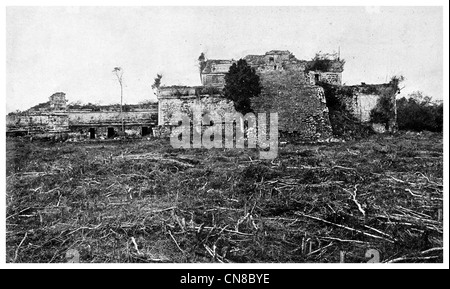 First published 1914 Majestic Pile Aztec Mexico Nunnery ruin uxmal cental america Stock Photo