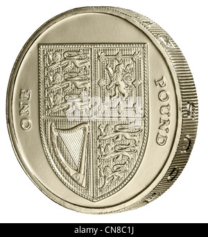 £1 one pound coin angle tails reverse tails side Stock Photo