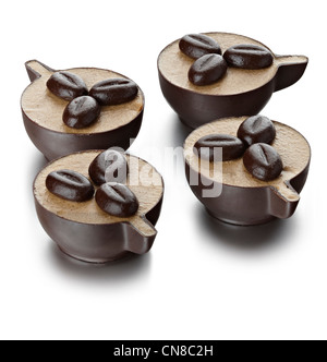 4 chocolate cup coffee ice cream bean desserts  cut-out cut out Stock Photo