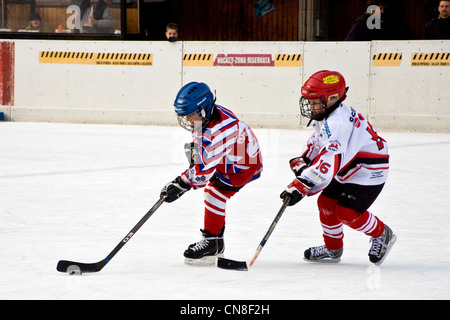 Switzerland, Canton Ticino, Sonogno, ice hockey Stock Photo