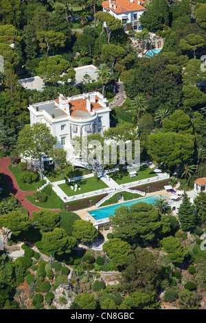 France, Alpes Maritimes, Roquebrune Cap Martin, Cap Martin, private property (aerial view) Stock Photo