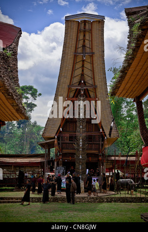 A traditional house in Tana Toraja. Rantepao, Sulawesi, Indonesia, Pacific, South Asia. Stock Photo