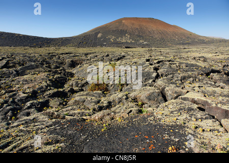 Lanzarote - lava landscape at Masdache south west of Arrecife, showing ...