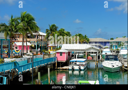 Bahamas, Grand Bahama Island, Freeport, Port Lucaya Marina, boat dock for tour boats Stock Photo