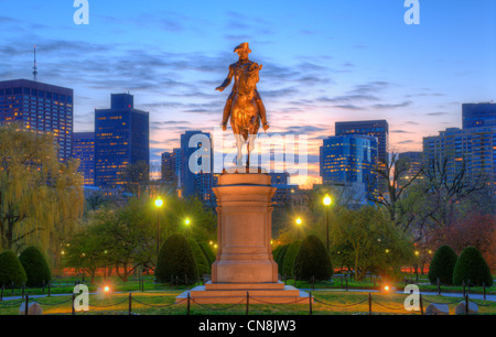 George Washington Equestrian Statue at Public Garden in Boston, Massachusetts. Stock Photo