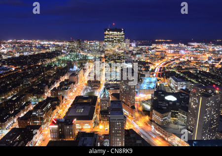 Aerial view of downtown Boston, Massachusettes, USA.