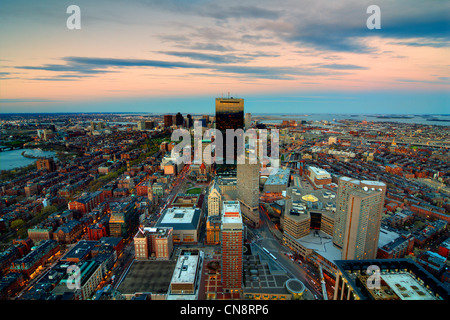 Aerial view of downtown Boston, Massachusettes, USA.