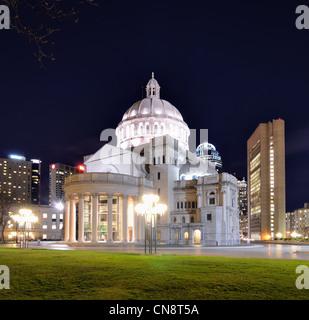 The First Church of Christ, Scientist in Back Bay of Boston, Massachusetts is headquarters of the Christian Science Church Stock Photo