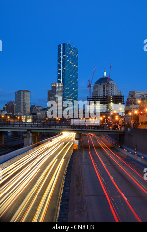 View above the Massachusetts Turnpike from Harrison Ave. in Boston, Massachusetts. Stock Photo