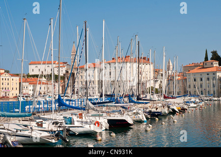 Slovenia, Gulf of Trieste, Adriatic Coast, Primorska Region, Piran, the harbour Stock Photo