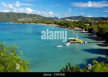 France, Martinique (French West Indies), Sainte Anne, boats in the bay Stock Photo