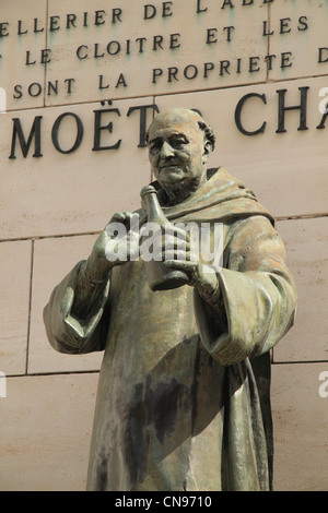 Dom Perignon  statue@ the MOET & CHANDON Winery  Epernay Champagne France Stock Photo