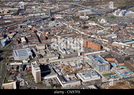 aerial view of Doncaster town centre Stock Photo