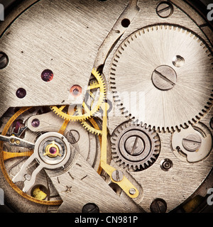 Mechanical clockwork. Close up shot. Stock Photo