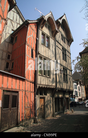 Half Timbered Houses in Troyes historical old town centre, Troyes France Champagne Ardenne region Stock Photo
