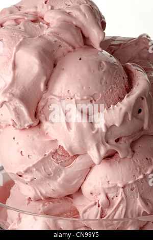 strawberry Gelato ice cream close up detail Stock Photo