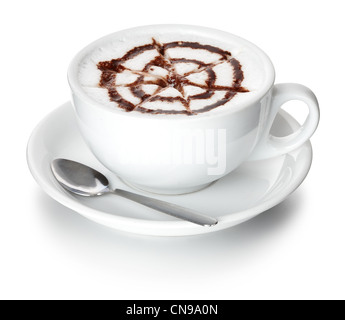 Cappuccino coffee chocolate web pattern froth Stock Photo