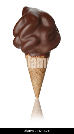 dark chocolate dipped soft vanilla ice cream cone  cut-out cut out Stock Photo