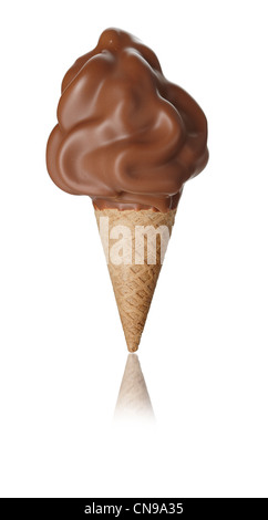 milk chocolate dipped vanilla soft ice cream cone cut-out cut out Stock Photo