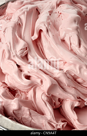 strawberry Gelato ice cream close up detail Stock Photo