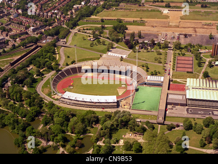 rare historic aerial view of the Crystal Palace national sports centre taken in May 1985 Stock Photo