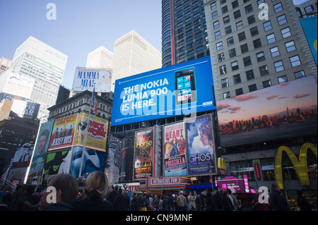 An advertisement for the new Lumia 900 cellular telephone is seen in Times Square in New York Stock Photo