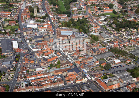 aerial view of Driffield in East Yorkshire, looking up Middle Street South & North Stock Photo