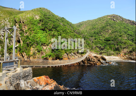 Suspension bridge at Storms River mouth, Tsitsikamma National Park, Eastern Cape, South Africa Stock Photo