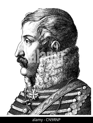 Historical drawing, 19th century, Ferdinand Baptista von Schill, 1776 - 1809, a Prussian officer and leader of the free corps Stock Photo