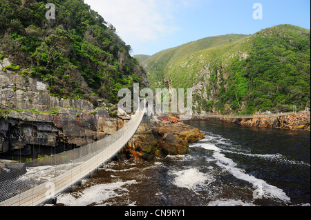 Suspension bridge at Storms River mouth, Tsitsikamma National Park, Eastern Cape, South Africa Stock Photo