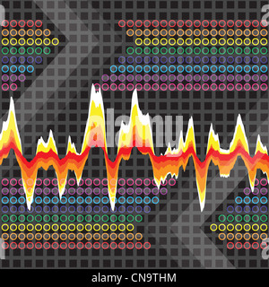 An audio waveform over a grid background. It also could work as a heartrate monitor. Stock Photo