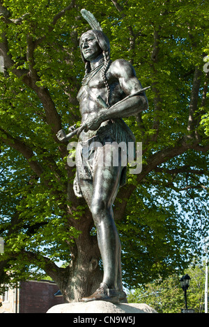 Statue of American Indian chief Massasoit, Cyrus Dallin, sculptor Stock ...