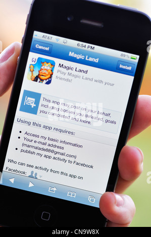 iPhone - Magic Land game app Stock Photo